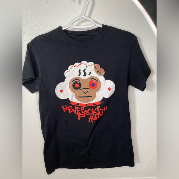 Never broke again punk monkey head black T-shirt - Picture 1 of 3